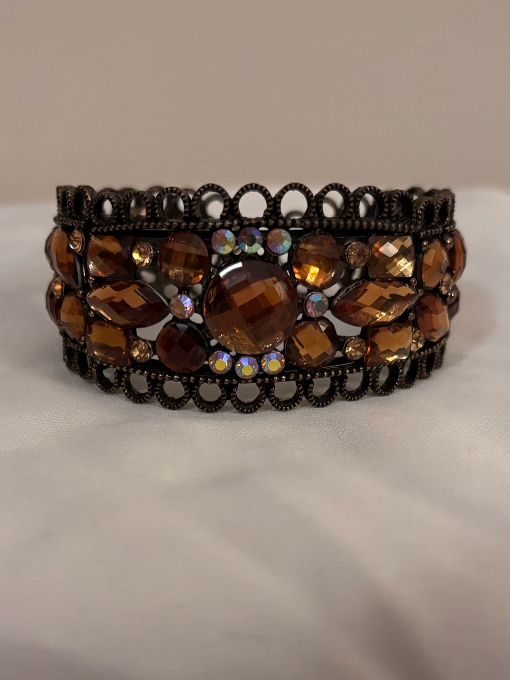 Amber Crystal Statement Cuff Bracelet - Women Jewelry